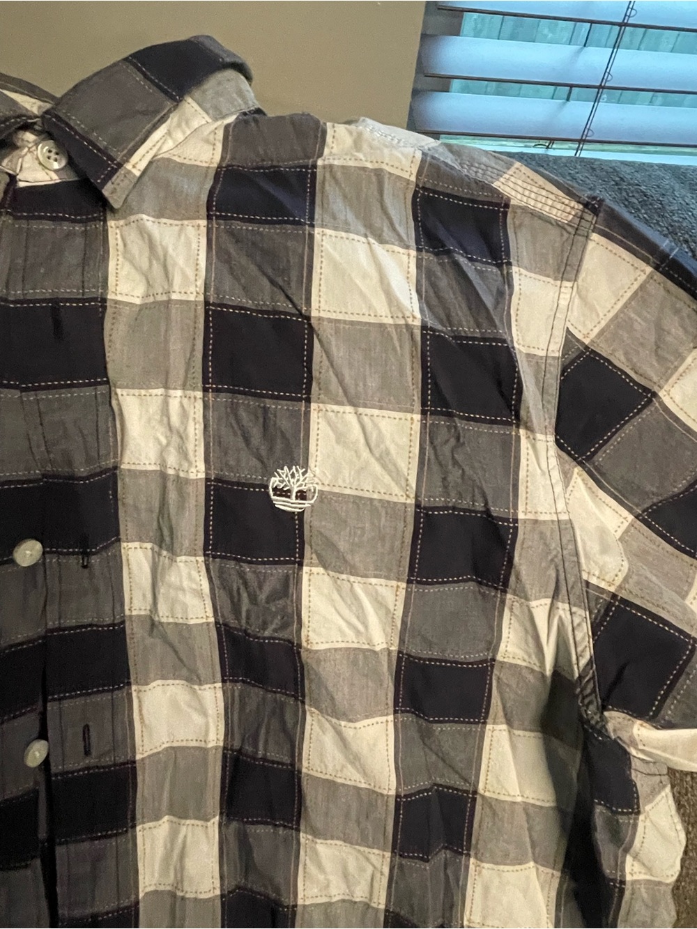 Timberland Blue White Plaid Casual Button-Down Shirt